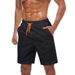 TACVASEN Swimming Shorts Men for Summer Vacation Quick Dry Swimsuit Men with Elastic Waistband and Pockets Fashion Beachwear Black