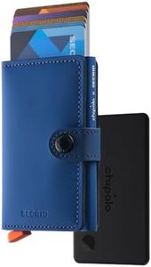 Chipolo x Secrid Trackable Mini Wallet, Leather Slim Wallet (Blue)