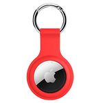 SQUIF Airtag Silicone Case Protective Cover for Airtag Case Locator Tracker Anti-Lost Device Keychain Protection (Red)