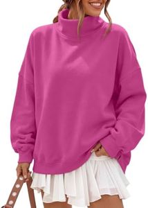 Trendy Queen Women’s Fleece Oversized Mock Neck Sweatshirts with Pockets
