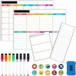 4 Pack Magnetic Whiteboard Calendar, Feela 2024 Monthly Weekly Planner Whiteboard for Fridge with 8 Whiteboard Pens, 1 Dry Wipe Eraser, 10 Stickers, Family Meal Planner Board, Home Kitchen Office