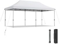 TANGZON 3 x 6M Pop Up Gazebo, Foldable Instant Canopy Tent with Roller Bag, 3-Level Height Adjustable Outdoor Marquee Camping Wedding Party Tent Shelter for Garden Patio Yard Beach (White)