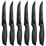 LAZAHOME Steak Knives Set of 6, Steak Knife with Serrated Edge,Stainless Steel Kitchen Knife with Ergonomic Handle, Dishwasher Safe Kitchen Steak Knife Set, Rust-Proof