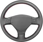 MEWANT Customized Black Genuine Leather Car Steering Wheel Covers Leather for Lexus RX330 RX400h RX400 2004 2005 2006 2007 Toyota Corolla Verso 2006 Camry 2004-2006 (steering wheel without peach wood)