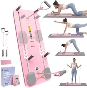 Poetish 2025 Portable Pilates Reformer Machine for Home Gym - Auto-Rebound Pilates Board with Abdominal Core Trainer & Full Body Workout | Professional Pilates Equipment for Men & Women, Pink