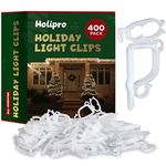 All-Purpose Holiday Light Clips [Set of 400] Christmas Light Clips, Outdoor Light Clips - Mount to Shingles & Gutters - Works with Mini, C6, C7, C9, Rope, Icicle Lights - No Tools Required - USA Made