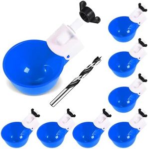 Psarnuk Chicken Waterer Cups (8 Pack/Blue) - DIY Automatic Large Chicken Water Feeder for Ducks,Chicks, Turkeys, Quail, Bunny, Bird and Other Various Poultry Dispenser with Matching Drill