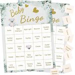 Runmeihe Baby Shower Bingo Game Eucalyptus Foliage Edition, 20 Players Baby Bingo Cards for Kids Baby Shower, Reveal Party Games Favors Supplies Decorations Souvenirs Gifts