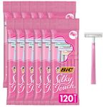 BIC Silky Touch Women's Disposable Razors, With 2 Blades, Pretty Pastel Razor Handles (12 pouches of 10 razors each)