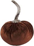 Mud Pie Velvet Pumpkin Vase Filler, 4 1/4" x 4" Dia, Brown