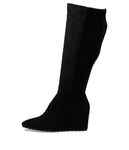 Anne Klein Women's Vella-w Fashion Boot, Black Suede, 11 Wide