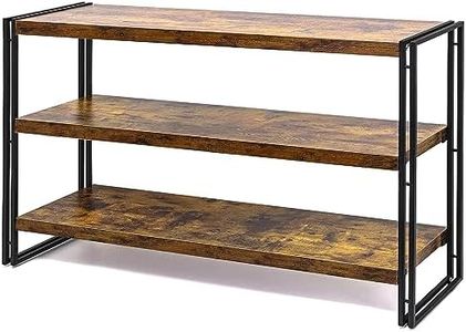 HCHQHS 3-Tier Rustic Wood and Metal Industrial Bookcase - 40in, for Home Office, Bedroom, Kitchen, Bathroom