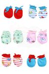 MOM'S DARLING Cotton Mittens for new born baby (0-6 months)- Pack of 6 pairs | Cotton Gloves with gentle elastic thread wristbands for baby 0 to 6 months| New born baby products | Multicolor.