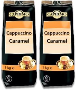 CAPRIMO | Cappuccino Aromatisé Caramel | 2x1kg de Boisson Instantanée en poudre soluble pour un délicieux petit déjeuner