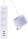 AU Power Strip Socket 3M Extension Cord Power Board with 3USB Port Charge for Sweeping Robot, Phone, Surge Protector with 3 AC Outlets, Max 2500W/10A, AU Plug Socket with Switch for Home (White)