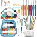 59 PC Crochet Kit Knitting Tools for Adults Kids, Crocheting Kit Includes 10 Crochet Yarns, 19 Crochet Hooks and Knitting & Crochet Supplies, Crochet Kits for Starter Beginner Crochet Lover