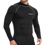 TERODACO Rash Vest Mens Long Sleeve Swimming Shirts for Men UV Sun Protection Compression Wetsuit Top Mens Diving Surfing Rash Guard Base Layer,Fast Dry Stretchy Breathable 226 Black Grey M