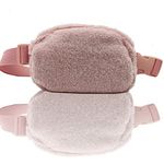 Unisex Fleece Mini Waist Bag with Adjustable Strap,Fleece Belt Bag | Sherpa Crossbody Bag Fanny Pack for Women Fashionable | Cute Mini Everywhere Bum Hip Waist Pack（Pink）