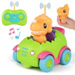 Nueplay Remote Control Car for Toddler Age 2 3 4 5, Electric RC Car Toys with Light & Music, Toddler Dinosaur Toys, Dino Figures Truck Race Car Vehicles, Christmas Birthday Gift for Boys & Girls