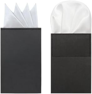 GHTIYLP Prefolded Pocket Squares for Men Solid Color Pre-folded Mens Handkerchief Suit Pocket Square for Business Wedding (White Mountain*1+White Round*1)