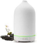 Gooamp 200ML Ceramic Diffuser,Aromatherapy Diffuser,Essential Oil Diffuser with 7 Color Lights Auto Shut Off for Home Office Room, White Base (1/3/6/ON hrs Working time)