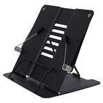 NEAR STOP Metal Book Stand,Cookbook Stand & Holder for Reading,Portable Foldable Recipe Book Holder with 6 Adjustable Viewing Angles,Perfect for Kitchen Counter Office School (Black)