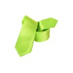 Trimming Shop Skinny Neck Tie Lime Green Soft Satin Polyester Unisex Slim Necktie for Casual Formal Wear, Weddings, Prom, Celebration, Parties, Gatherings, Events