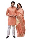 ARCHITTAM Trendy Couple Dress, Silk Saree & Kurta Pajama (XL, Orange)