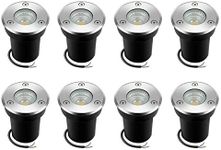 Junview 8Pack Landscape Lights LED Well Lights 6W 12V-24V Ground Lights IP67 Waterproof Low Voltage Landscape Lighting for Driveway, Deck, Step, Garden Outdoor Lighting (Warm White)