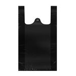 LazyMe T Shirt Bags Plastic Grocery Bags with Handles Shopping Bags in Bulk Restaurant Bags, 16 x 23 inch (Black 100 Pcs)