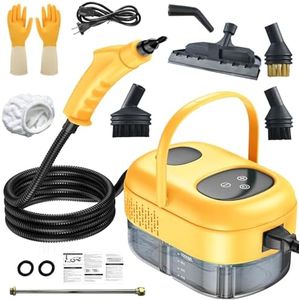Limpiador a vapor, 2500 W, limpiador a vapor portátil, dispositivo de mano, 1000 ml potente limpiador a vapor de mano, limpiador a vapor eléctrico a 6 velocidades y 5 cepillo 1 tubo de extensión
