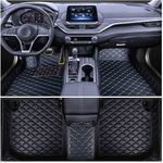 QUIMS Custom Leather Car Floor Mats for Audi TT MK3 (4seats) 2015-2023 (RHD), Front Rear Row Full Coverage Carpet Non-Slip Floor Liner Protection Accessories,D/Black-Blue