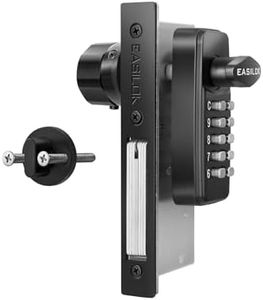 EASILOK Keyless Mechanical Storefront Lock, DIY No-Drill Commercial Mortise Replacement, Fits 31/32" Backset, Black, Deadbolt