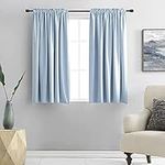 Cerulean Blue Drapes Home Fashion Thermal Insulated Room Darkening Curtains - Rod Pocket Short Curtain Panels for Bathroom (1 Pair,42 inches Wide by 54 inches Long)