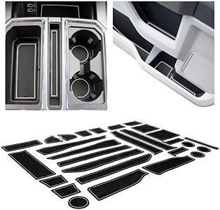 CupHolderHero fits Ford F150 Accessories 2015-2020 Premium Custom Interior Non-Slip Anti Dust Cup Holder Inserts, Center Console Liner Mats, Door Pocket Liners 30pc Set (Bucket SuperCrew) (White Trim)