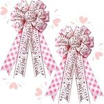 Waydress 2 Pcs Valentines Day Tree Ribbon Topper Wreath Bows for Valentine's Day Wreath Bows Party Favors Decorations