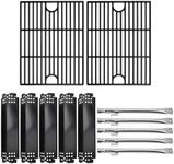 Hiorucet Grill Parts kit for Home Depot Nexgrill 5 Burner 720-0888N, 720-0888S, 720-0888, 4 Burner 720-0830H, 720-0830X, Cast Iron Cooking Grates, Enameled Steel Heat Plates, Grill Burner Tubes