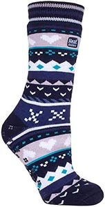 Heat Holders Women's Soul Warming Winter Warm Slipper Socks (Navy/Purple) 4-8UK 5-9US