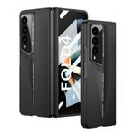 Scalebee Back Cover for Samsung Galaxy Z Fold4 Aerodynamic Design Ultra-Thin Hard PC with Built-in Screen Protection Glass Shockproof Protection Stylish Galaxy Z Fold 4 Phone Case (Black)