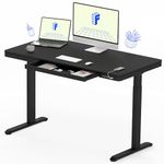 FLEXISPOT Comhar Electric Standing Desk with Drawer Desktop & Adjustable Frame Quick Install w/USB Charge Ports (Black, Wood)