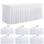 Outpain 6 Pack Spandex Black Rectangle Table Cloth for 6FT Tables, Stretchy Fitted Rectangle Tablecover for Wedding Party, Wrinkle Free and Washable Polyester Table Cover for Outdoor Indoor Parties