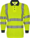 LIZZIE JACOBS Hi Viz High Visibility Long Sleeve Polo Shirts Reflective Tape Safety Hi Vis Security Work Breathable Lightweight Workwear Tops (X-Large, Yellow NC)