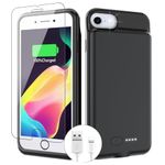 BOPPS Battery Case for iPhone 8/7/6s/6/SE(2022/2020),【2024 Upgrade 】6000mAh iPhone Charger Case 360°Protection Rechargeable Extended Battery Charging Case for iPhone SE(3rd and 2nd gen)/8/7/6s/6-4.7”