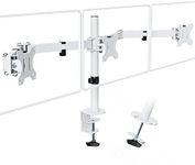 PUTORSEN Triple Monitor Stand for 3 Monitors 13-27 Inches (33-68 cm) LCD LED TV Screens Flat Screen Maximum Load 7 kg per Monitor Tilts 180° Swivels 360° Height Adjustable -White