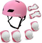 Joyano Kids Bike Helmet Toddler Helmet 3-8 Yrs Sport Gear Set Adjustable Child Cycling Helmet with Knee Pads Elbow Pads Wrist Guards Youth Skateboard Helmet CPSC Certified (Pink)