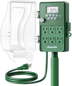 DEWENWILS Outdoor Power Stake Timer, 1875W/15A 14/3C Digital Timer with 6 Grounded Outlets, 6FT Extension Cord, Waterproof Heavy Duty Outlet for Halloween Christmas Lights, Yard, Garden, ETL Listed