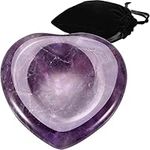 Yeesabella Amethyst Crystal Worry Stone Heart Shape for Anxiety Healing Crystals Thumb Worry Stone for Stress Relief Polished Pocket Palm Stone for Meditation Reiki Healing