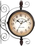 Vintage Double Sided Wall Clock Industrial Wall Clock for Outdoor Decorative Wall Art Antique Decor Office Wall Clock Silent Kitchen Wall Clock Steampunk Double Sided Clock Wall Mounted