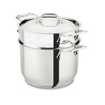 All-Clad E414S6 Stainless Steel Pasta Pot and Insert Cookware, 6-Quart, Silver