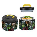 JXXM 8 Oz Thermo Food Jar for Hot & Cold Food for Kids, Insulated Lunch Containers Hot Food Jar,Leak-Proof Vacuum Stainless Steel Wide Mouth Lunch Soup Thermo for School (Black-Game machine)